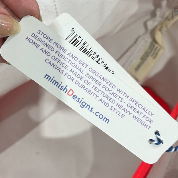 MIMISH White Storage Bin Round Canvas 100% Cotton With Zipper & Handles - Picture 5 of 8